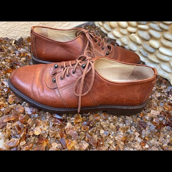 🥾KENNETH COLE NEW YORK MENS LACE UP LEATHER SHOES in light brown - Size 8 - Picture 4 of 11